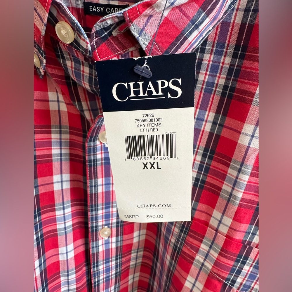 ✨NWT✨Chaps Ralph Lauren Men's 2XL Short Sleeve Shirt Button Down Plaid - Picture 8 of 10